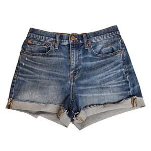Madewell High Rise Denim Shorts Jean Shorts 27 Blue Raw Hem